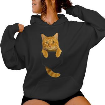 Cute Tabby Cat Pocket Cat Mom Cat Dad Cat Lover Women Hoodie - Thegiftio UK