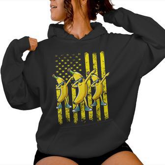 Dabbing Banana Retro American Flag Banana Lover Women Women Hoodie - Thegiftio UK