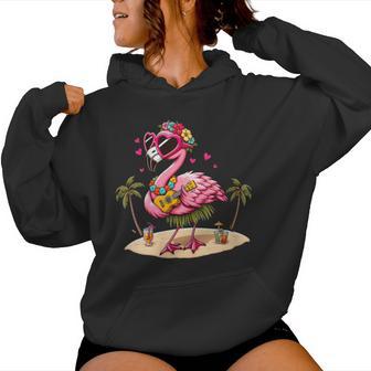 Damen Flamingo Hawaii-Kostüm Kinderommer Urlaub Flamingo Mit-Ausschnitt Kapuzenpullover für Damen - Geschenkecke