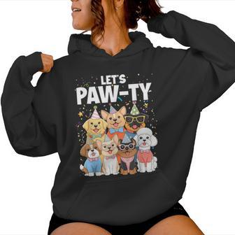 Dog Mom Birthday Dog Bday Boy Girl Let's Pawty Birthday Women Hoodie - Thegiftio UK