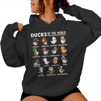 Duck Types Cute Goose Animal Educational Ducks Of The World Women Hoodie - Monsterry