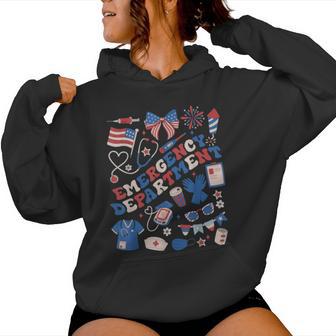 Emergency Department 4Th Of July Usa Emergency Room Nurse Women Hoodie - Thegiftio UK