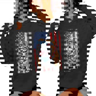 English Bulldog 4Th Of July Dog Patriotic Usa Flag Man Woman Women Hoodie - Thegiftio UK
