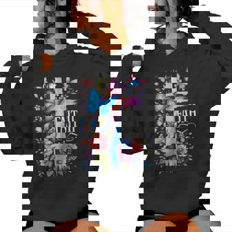 Faith Christian Floral Butterflies Christ Religious Jesus Women Hoodie - Monsterry