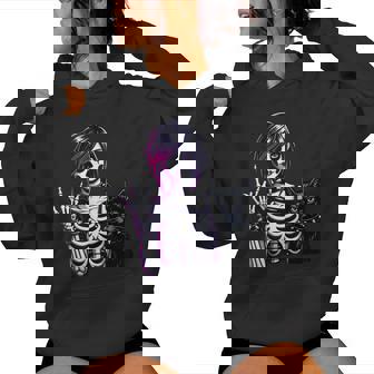 Fille Punk Avec Chat Fille Gothique Amoureuse Des Chatsquelette Emo Punk Sweat à capuche femme - Cadeauxyz