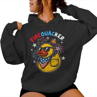 Fire Quacker Firecracker Duck 4Th Of July Usa Flag Women Hoodie - Thegiftio UK