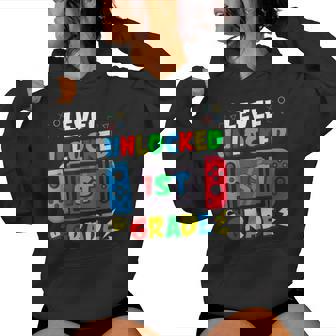 First Day Of 1St Grade Level Unlocked Game Back To School Women Hoodie - Monsterry