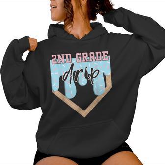First Day Of Second 2Nd Grade Baseball Ice Cream Drip Boy Women Hoodie - Thegiftio UK