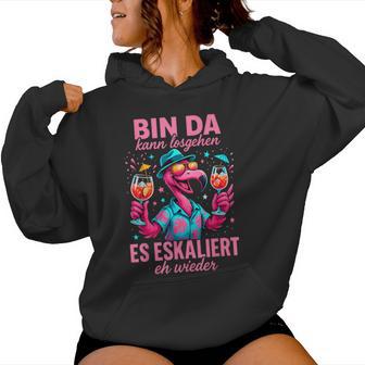 Flamingo Bin Da Kann Losgehen Es Eskaliert Eh Wieder Party Kapuzenpullover für Damen - Geschenkecke