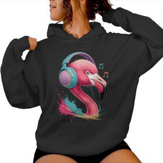 Flamingo Dj Geschenk Mit Kopfhörer Party Konzert Mädchen Kapuzenpullover für Damen - Geschenkecke