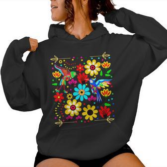 Floral Bird Otomi Mexican Style Mexicano Mexicana Women Hoodie - Thegiftio UK