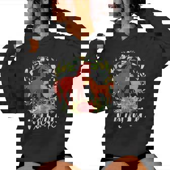 Flowers Mom Horse & Baby Horse Animal Mama Mother's Day Women Hoodie - Monsterry