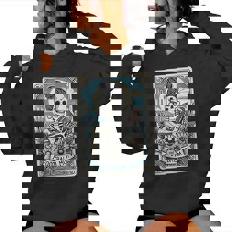 Football Mom Tarot Card Skeleton Football Mama Women Hoodie - Monsterry