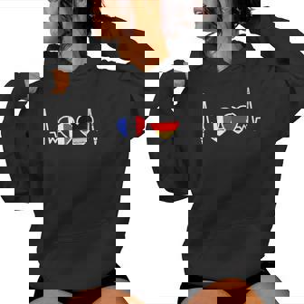 France Allemagneintage Battement De Coeur Drapeau Français Sweat à capuche femme - Cadeauxyz