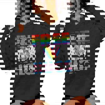 Free Mom Hugs Pride Mom Lgbtq Heart Rainbow Transgender Flag Women Hoodie - Thegiftio