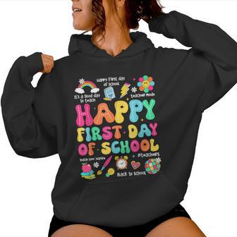 Back To School Teacher Happy First Day Of School Women Hoodie - Thegiftio UK
