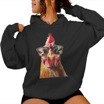 Chicken Wearing Sunglasses Graphic Women Hoodie - Thegiftio UK