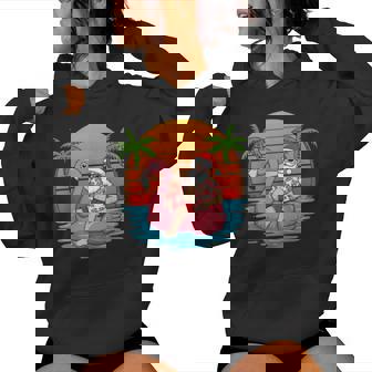 Christmas In July Flamingo Santa Women Hoodie | Mazezy