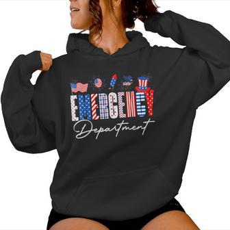 Emergency Department Er Nurse Usa Flag 4Th Of July Women Hoodie - Thegiftio UK
