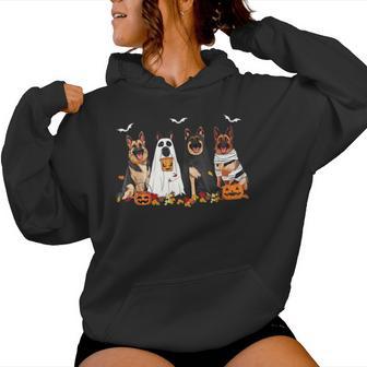 Ghost German Shepherd Halloween Dog Mom Dog Witch Women Hoodie - Monsterry