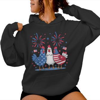 Patriotic Chickens Usa Flag 4Th Of July Chicken Lover Women Hoodie - Thegiftio