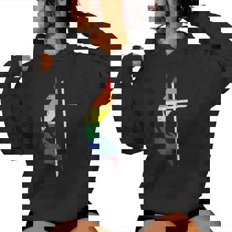 Gay Pride Month Cross Christian Lgbtq Ally Rainbow Women Women Hoodie - Thegiftio