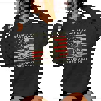 This Girl Is Always Thinking Strait Us Flag Cowgirl Western Women Hoodie - Thegiftio UK