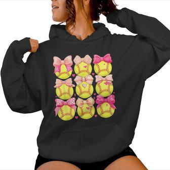 Girls Softball Pink Toddler Softball Women Hoodie - Thegiftio UK