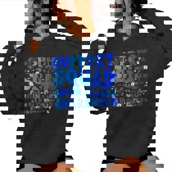 Groovy Crc Colon Cancer Awareness Supprt Squad Blue Ribbon Women Hoodie - Thegiftio UK