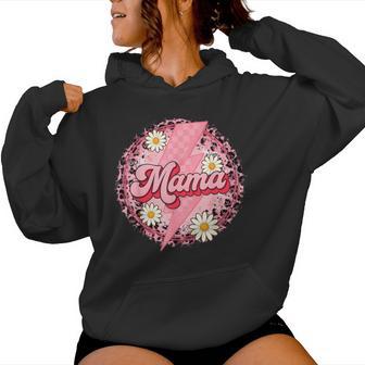 Groovy Mama Checkered Lightning Bolt Leopard Mom Women Hoodie - Thegiftio UK