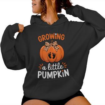 Growing A Little Pumpkin Thanksgiving Pregnancy Happy Fall Women Hoodie - Thegiftio UK