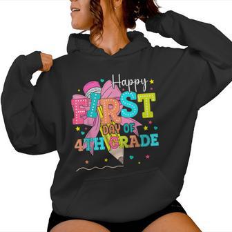 Happy First Day Of 4Th Grade Girls Coquette Back To School Women Hoodie - Thegiftio UK