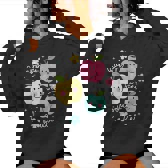 Happy To See Your Face Groovy Apple Smile Face Teacher Women Hoodie - Thegiftio