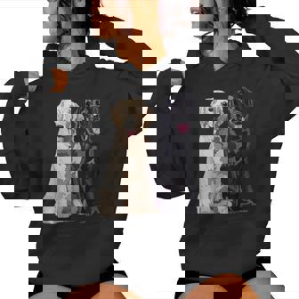 Happy Two Labradors ゴールデンブラック ラボレトリバー Mom Dad レディースパーカー - Kawaiitshirt