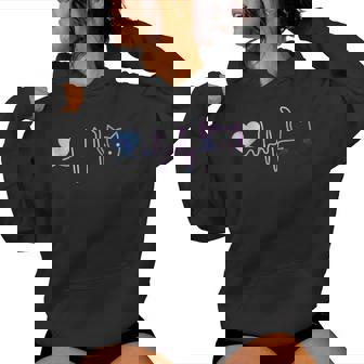 Heartbeat Cat Lover For Animal Cute Cat Women Hoodie - Thegiftio UK