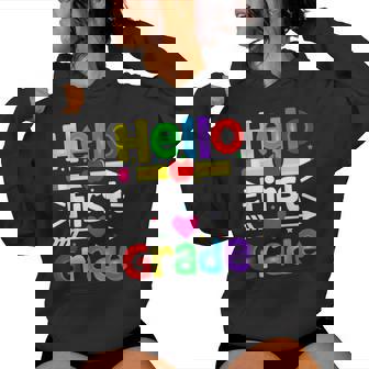 Hello First Grade Back Tochool 1St Day Of 1St Grade レディースパーカー - Kawaiitshirt