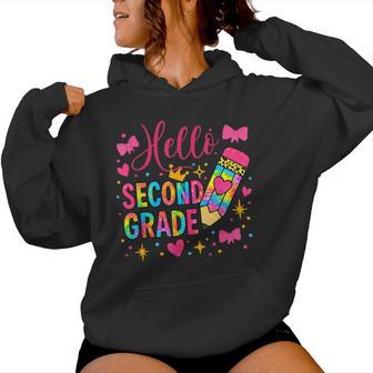 Hello Second Grade Colorful Pencil Tie Dye Back To School Women Hoodie - Thegiftio UK