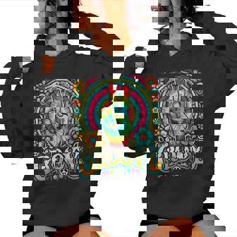 Hippie Groovy Tie Dye Peace Sign Hippie Women Hoodie - Monsterry