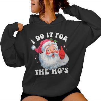 I Do It For The Hos Christmas Groovy Santa Face Women Hoodie - Thegiftio UK