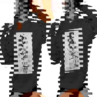 Hot Girl On 男性用 セクシー バッド キティ ピンナップガール B&W レディースパーカー - Kawaiitshirt