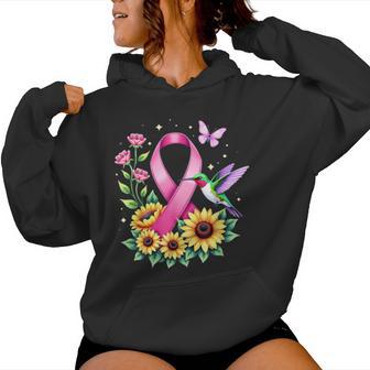 Hummingbird Sunflower Pink Ribbon Breast Cancer Awareness Women Hoodie - Thegiftio UK