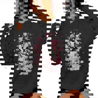 Husky Dog Japanese Cherry Blossom Sakura Flower Women Hoodie - Monsterry