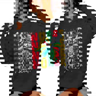Junenth Nurse Groovy African Scrubs Top Bow Black Women Women Hoodie - Thegiftio