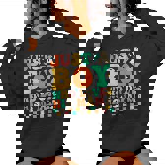 Just A Boy Who Loves His Mama For Boys Women Hoodie - Thegiftio UK