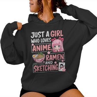 Just A Girl Who Loves Anime Ramen Sketching Japan Kawaii Women Hoodie - Thegiftio