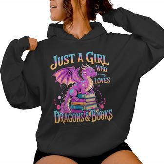 Just A Girl Who Loves Dragons And Books Dragon Reading Women Hoodie - Thegiftio UK