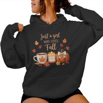 Just A Girl Who Loves Fall Pumpkin Cozy Autumn Women Hoodie - Thegiftio UK