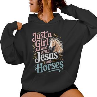 Just A Girl Who Loves Jesus And Horses Women Hoodie - Thegiftio UK