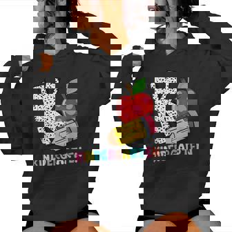 K Is For Kindergarten Teacher Pencil Apple Back To School Women Hoodie | Mazezy