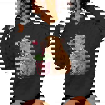 Kawaii Capybara Boba Bubble Tea Capybara Pour Filles Et Enfants Sweat à capuche femme - Cadeauxyz